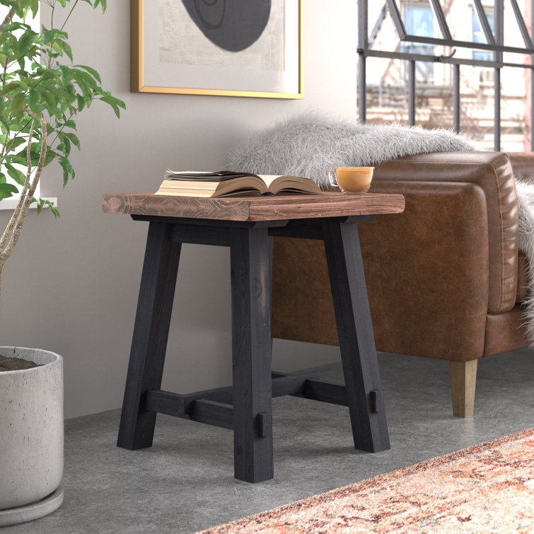 Adam 21" Wide Rustic Industrial Solid Wood Rectangular Side Table