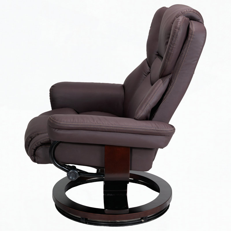 Fauteuil inclinable massant avec repose-pieds, pivotant à 360 °, chauffant et base en bois cintré