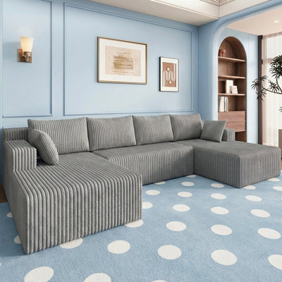 Canapé modulaire de 124 po Cloud, siège profond, canapé modulaire en U en velours côtelé, canapé dans une boîte, aucun assemblage requis pour le salon