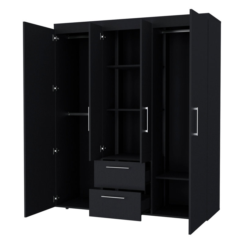 Armoire 2 portes noire tout-en-un