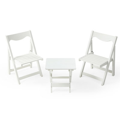 Table pliante et chaise d'extérieur Hips, 2 chaises rectangulaires blanches pour toutes les occasions Easy Life Furniture