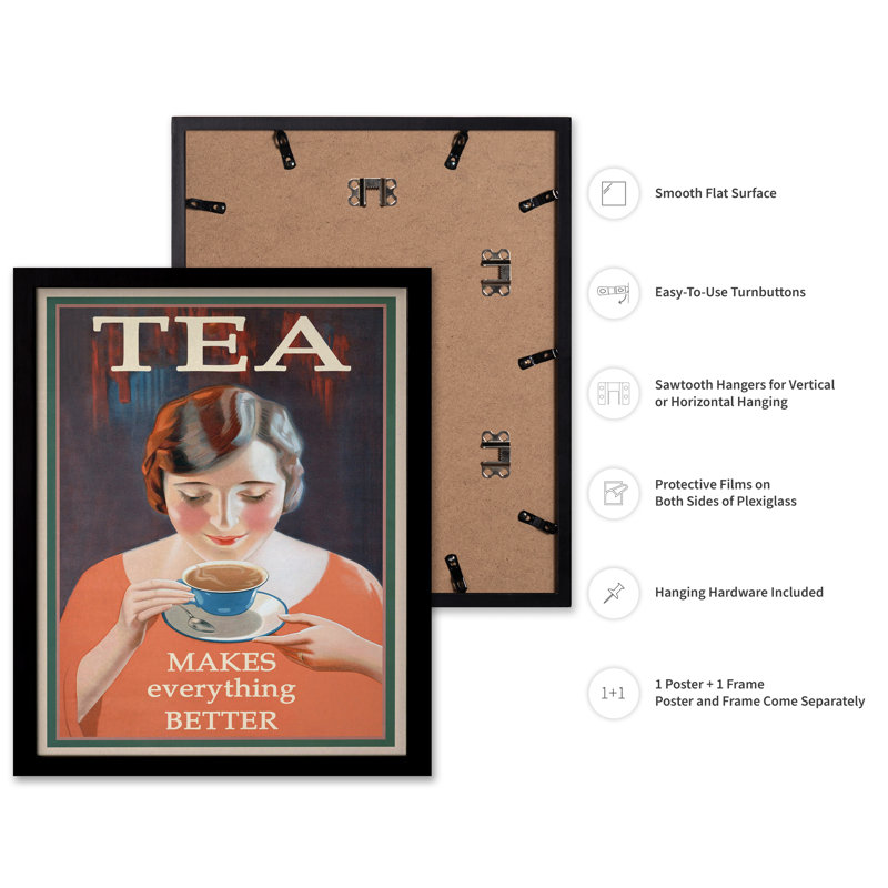 Tea Quotes, Black Framed, Poster, 08"H x 10"W