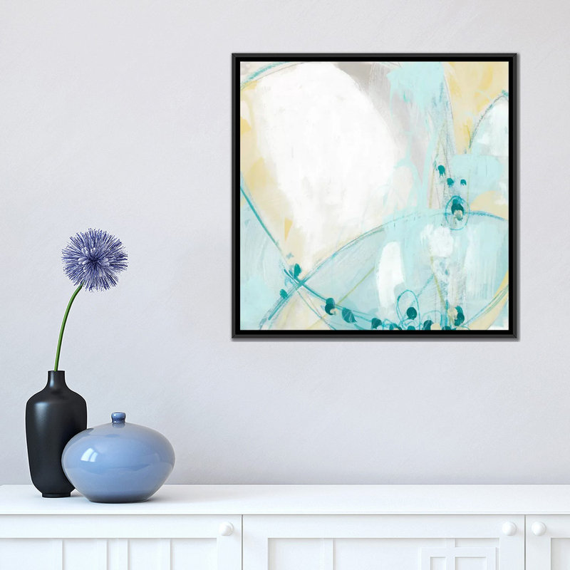 « sea story iii », reproduction sur toile, H 37 po x l 37 po x P 1,5 po, Toile avec cadre noir, Pas de tapis