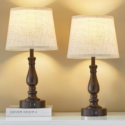 Table Lamp Set With 3 Way Dimmable Touch Desk Lamp (Bulbs Included)