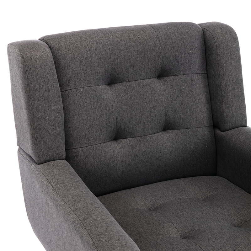 Chaise d'appoint avec pieds noirs pour la maison d'intérieur, Mélange de lin gris foncé