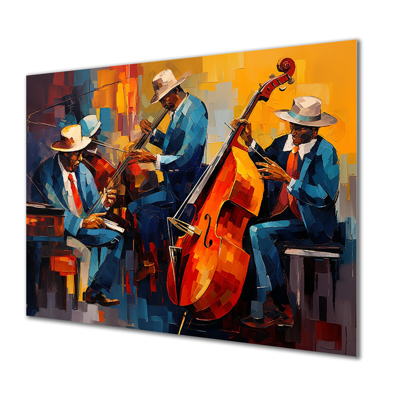 Cool Jazz Quartet - Musician Wall Art For Living Room, Métal métal, H 16 po x l 32 po x P 1 po