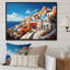 «Colorful Santorini Cityscape City Popape I», reproduction d'art sur toile-82848691-82848698