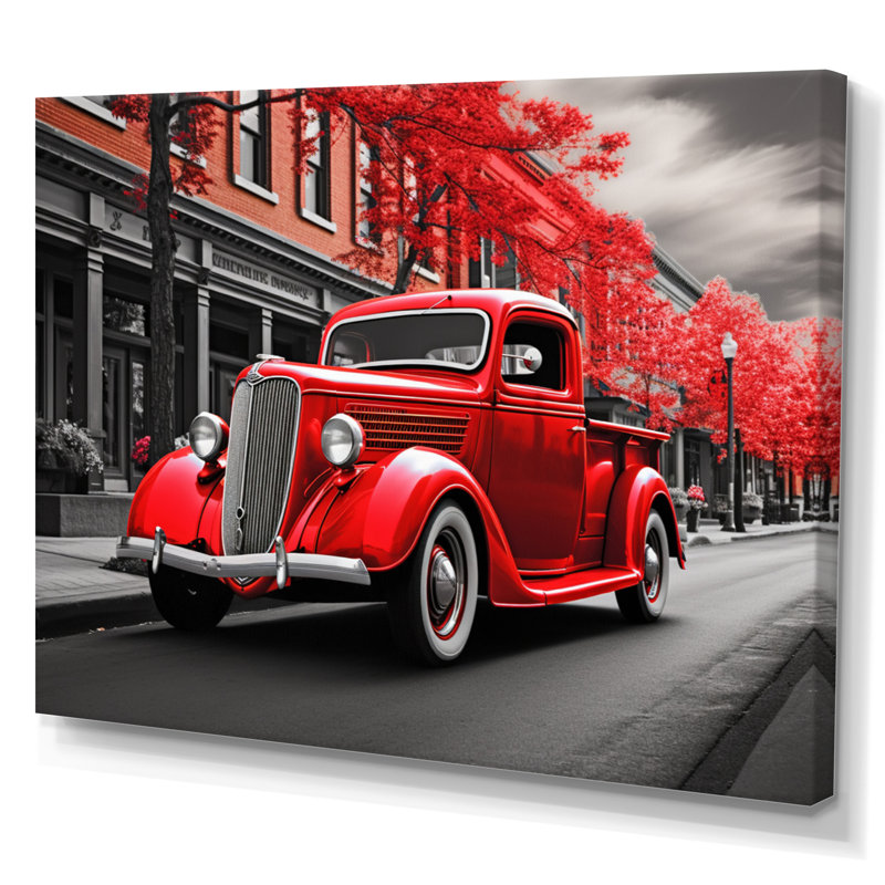 Red Pickup Truck Road Legends III - Transportation Canvas Art Print, H 12 po x l 20 po x P 1 po, Toile tendue