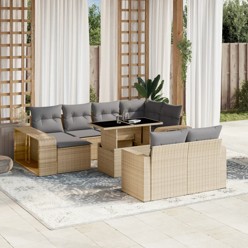  Garden Sofa Set Beige, Light Gray