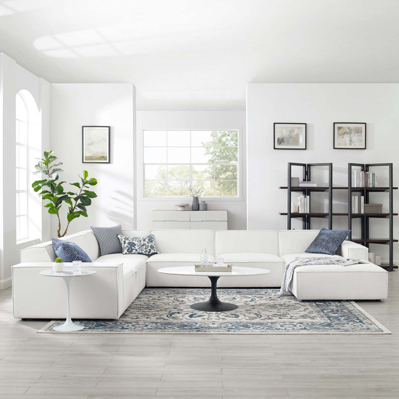Restore 7-Piece Sectional Sofa, White Polyester