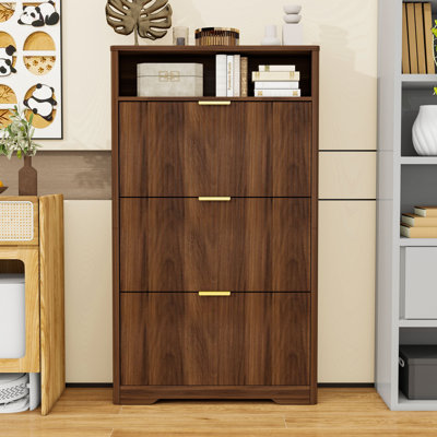 Armoire à chaussures en bois avec tiroirs et tablettes