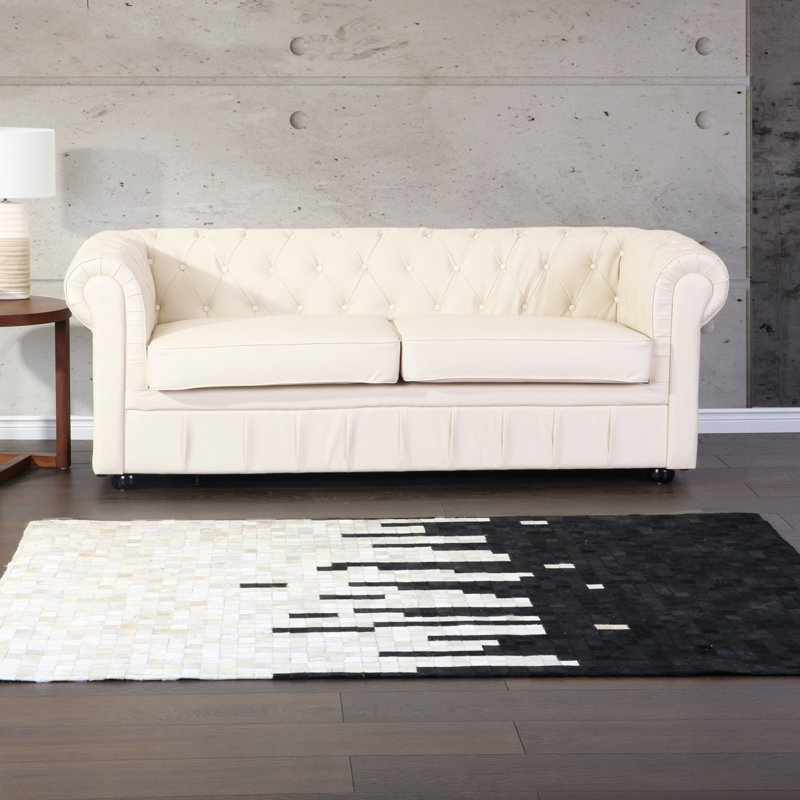 Geometric Leather Hand Woven Area Rug, 140cm W x 200cm L