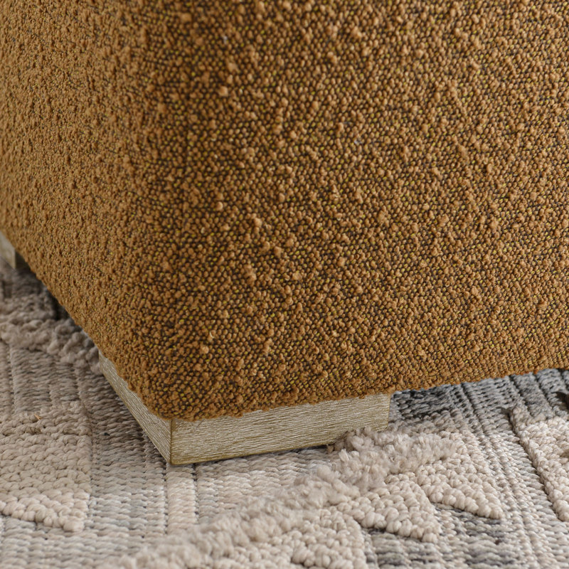 18.5" Wide Modern Square Boucle Upholstered Ottoman, Brown