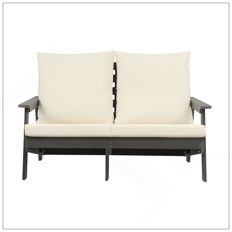 Causeuse avec coussin, canapé de jardin d'extérieur à grain de bois, ensemble de canapé pour porche, bord de piscine, terrasse et cour / gris