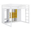 Structure de lit mezzanine moderne en bois massif avec échelle, tablettes et garde-robe-102058041