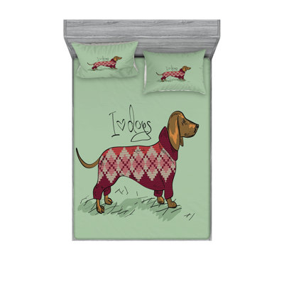 Multicolore drap-housse et coussin décoratif Ambesonne Dachshund
