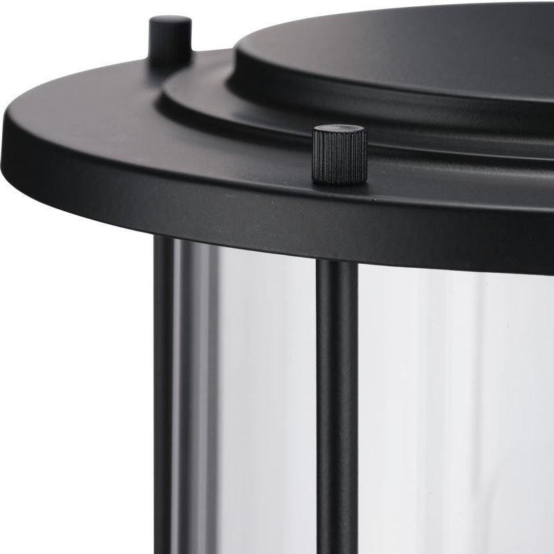 Gunther Matte Black Farmhouse Post Lantern with Clear Glass