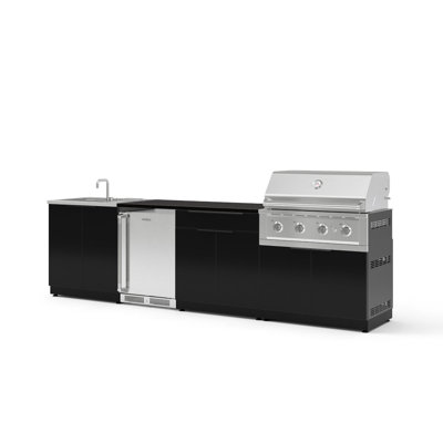 Outdoor Kitchen 6 Piece Aluminum Set with 36 in. Performance Natural Gas Grill and 56 in. Saga Gray Engineered Stone Countertop