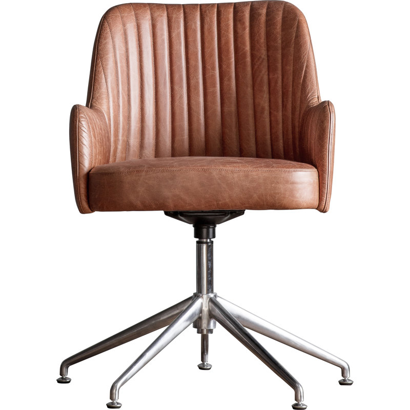 Yountville Genuine Leather Office Chair, Brown