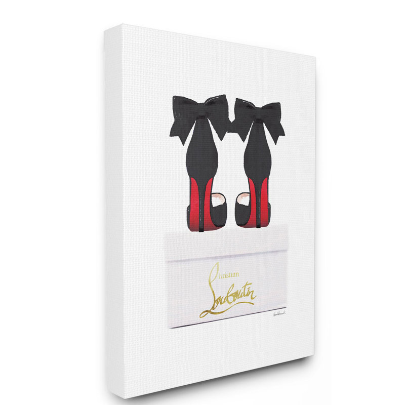 «Fashion Designer Black Shoes On Box», impression, H 20 po x l 16 po, Toile tendue