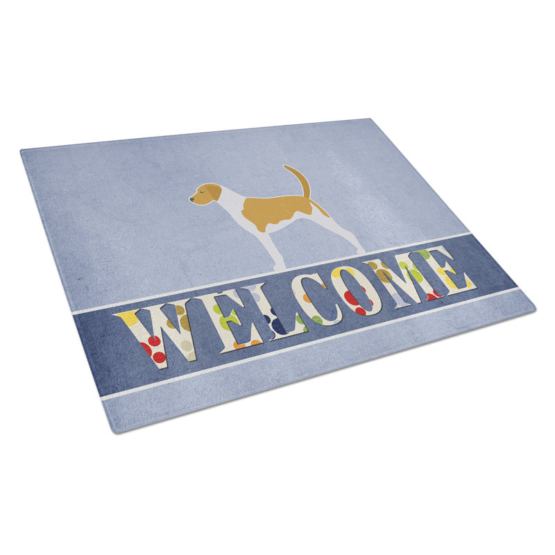 Planche à découper en verre trésors caroline american foxhound Welcome Dog