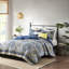 Courtepointe 6 pièces - 100% microfibre 100% microfibre bleue facile à nettoyer avec coussins décoratifs Vermicelli-124253578