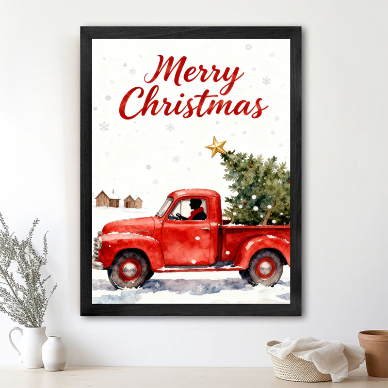 «Black is Vintage Merry Christmas, Christmas is here», reproduction d'art encadrée noire, H 11 po x l 9 po