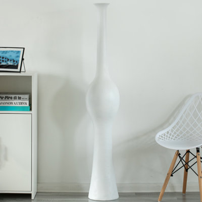 Vase de plancher de style unique pour la salle à manger d'entrée ou le salon, céramique blanche
