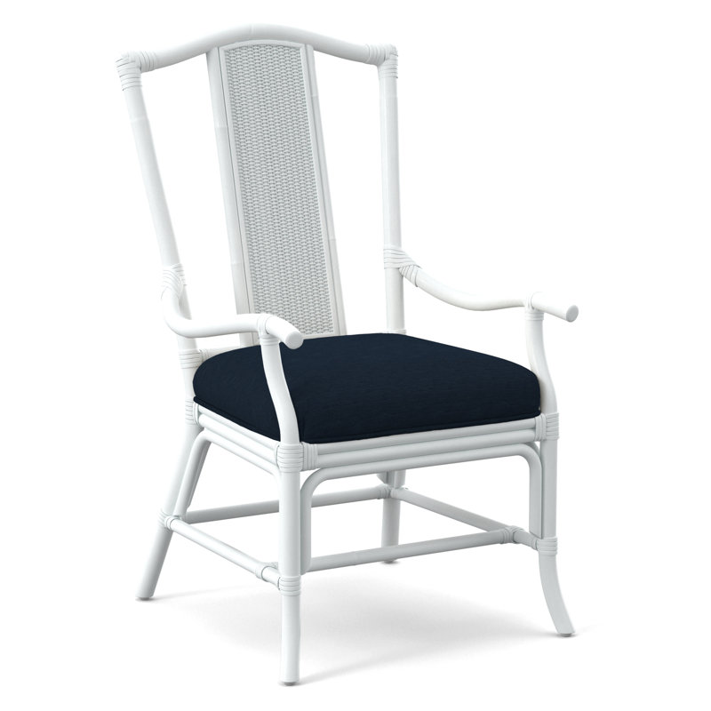 Drury Lane Slat Back Dining Arm Chair, Frost White, Gray Sugar Performance; 0863-84