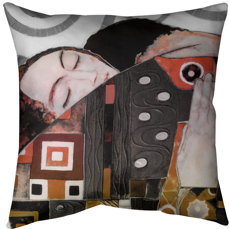 Coussin Embrace, Bourre en polyester, Rouge / dégradé orange, Simili daim