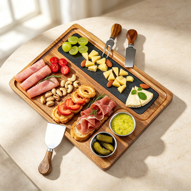 East Urban Home Acacia, Slate Cheese Board