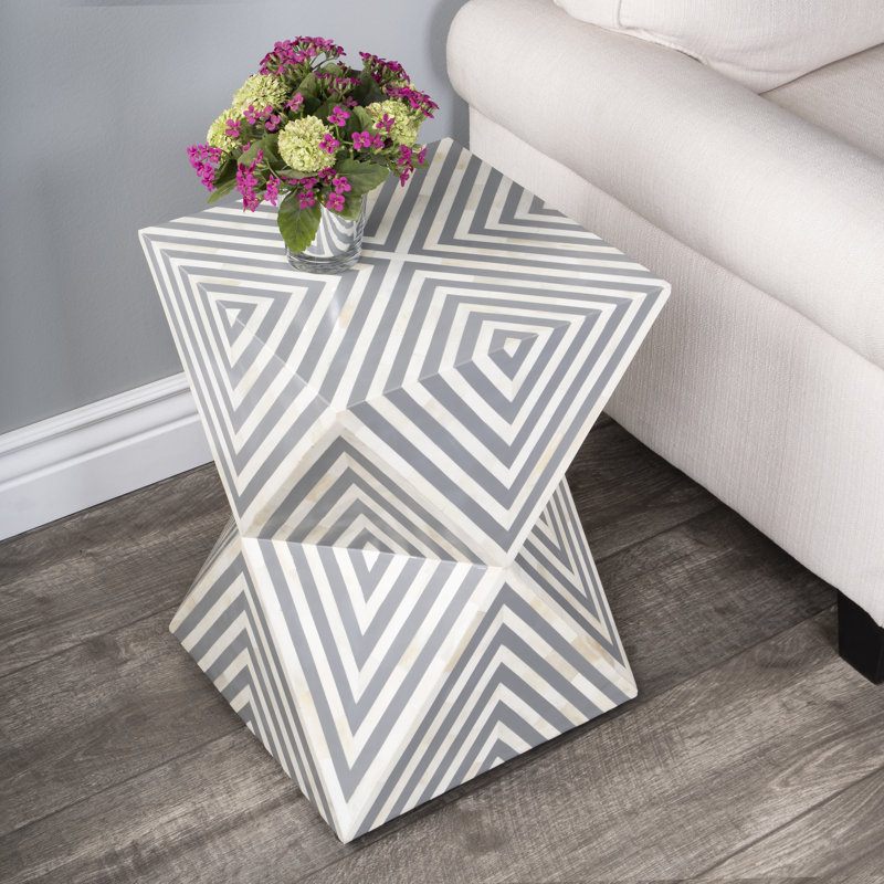 Anais Bone Inlay Side Table, Gray