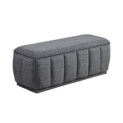Modern Gray Storage Bench Cushion Seat 1Pc Plywood Frame Fabric Upholstery Home Furniture