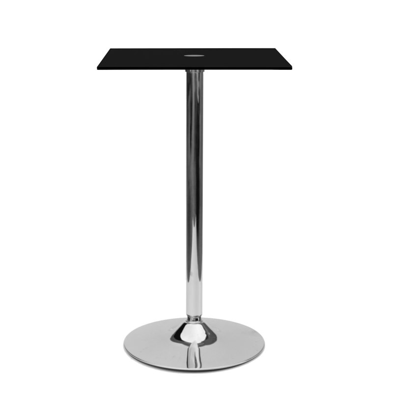 Bauder Glass Top Metal Base Dining Table, Black Glass