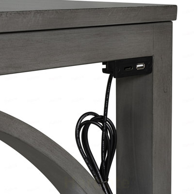 Ensemble de table de salle à manger à hauteur de comptoir 3 pièces Farmhouse avec port USB et tabourets rembourrés