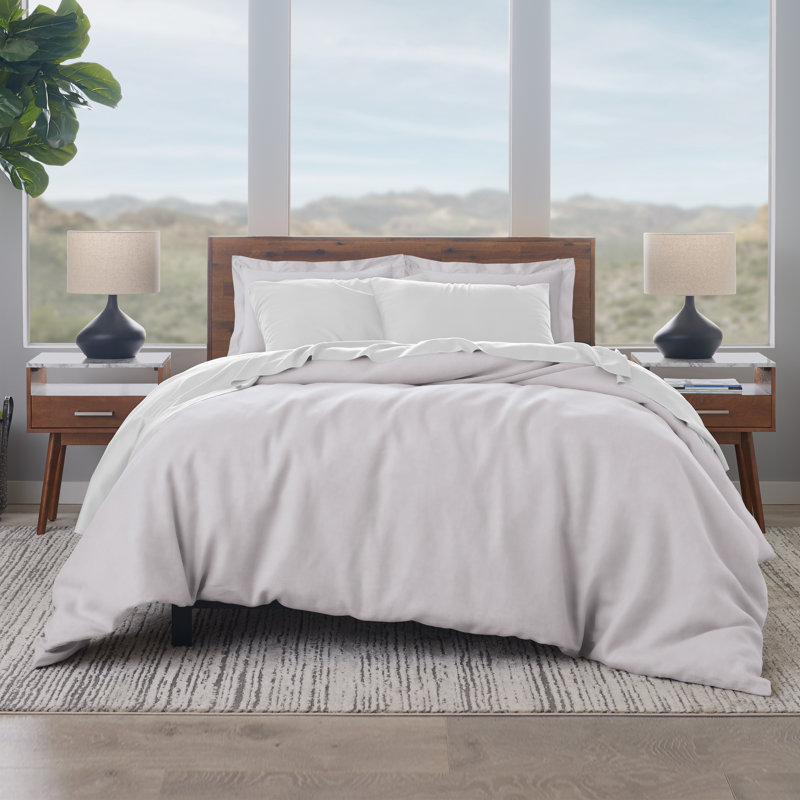 EJ Classic 100% Luxe Cotton Sateen Duvet Cover Set - Smooth & Breathable, Queen, Lilac