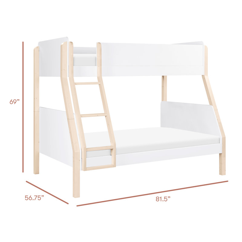 TipToe Twin-Over-Full Bunk Bed, White/Washed Natural
