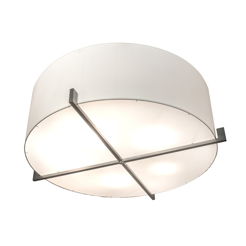 60" White and Nickel Drum Chandelier with Acrylic Shade