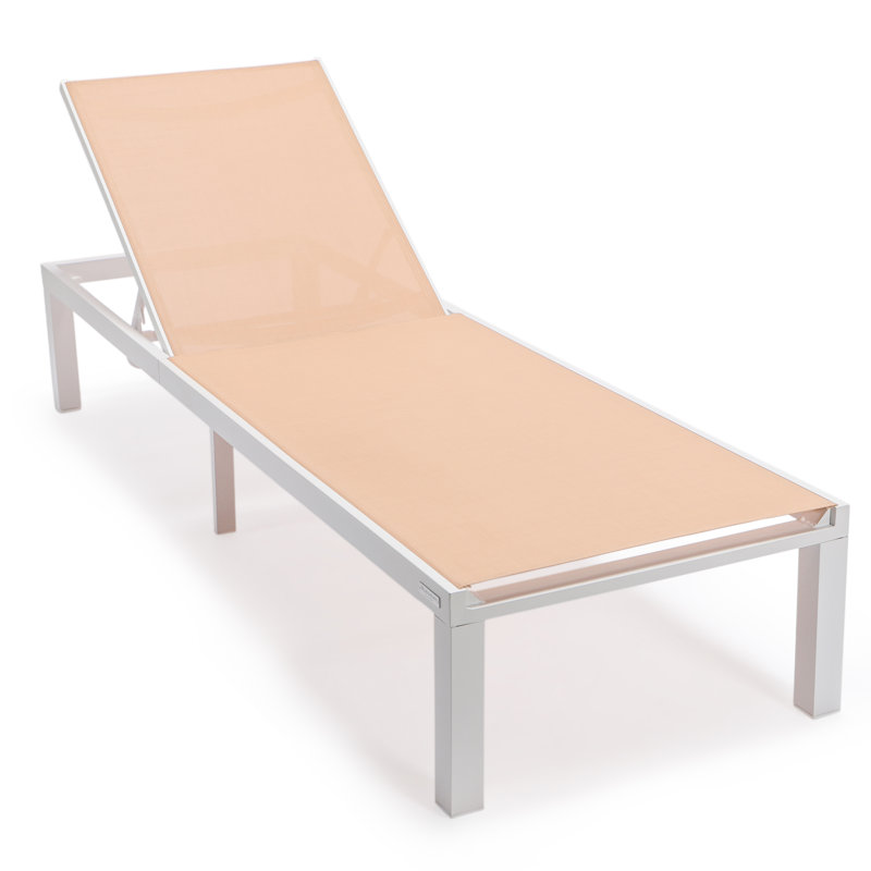 Marlin Modern Aluminum Outdoor Reclining Chaise Lounge - Weather-Resistant Sling Patio Chair for Poolside & Sunbathing