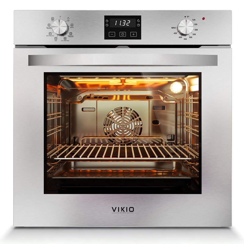 24 po 2,83 pi³ Four mural électrique simple avec convection véritable, minuterie 24 heures et nettoyage manuel en acier inoxydable
