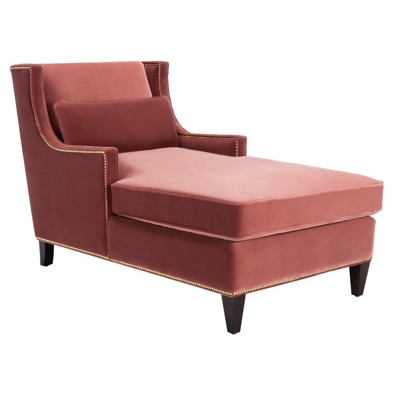 Higdon Velvet Chaise Lounge, Dark Rose Pink
