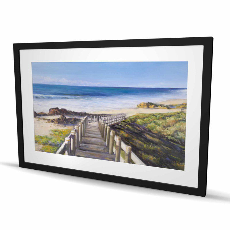«Walk to the Seaside - Waves Coastal», reproduction encadrée