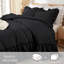 Ensemble de couette à volants Suncomfy, format Queen, 3 pièces, style shabby chic, noir, 229 x 229 cm, couette à volants double épaisseur, douce et légère pour un confort optimal en toute saison.-137129356-137129358