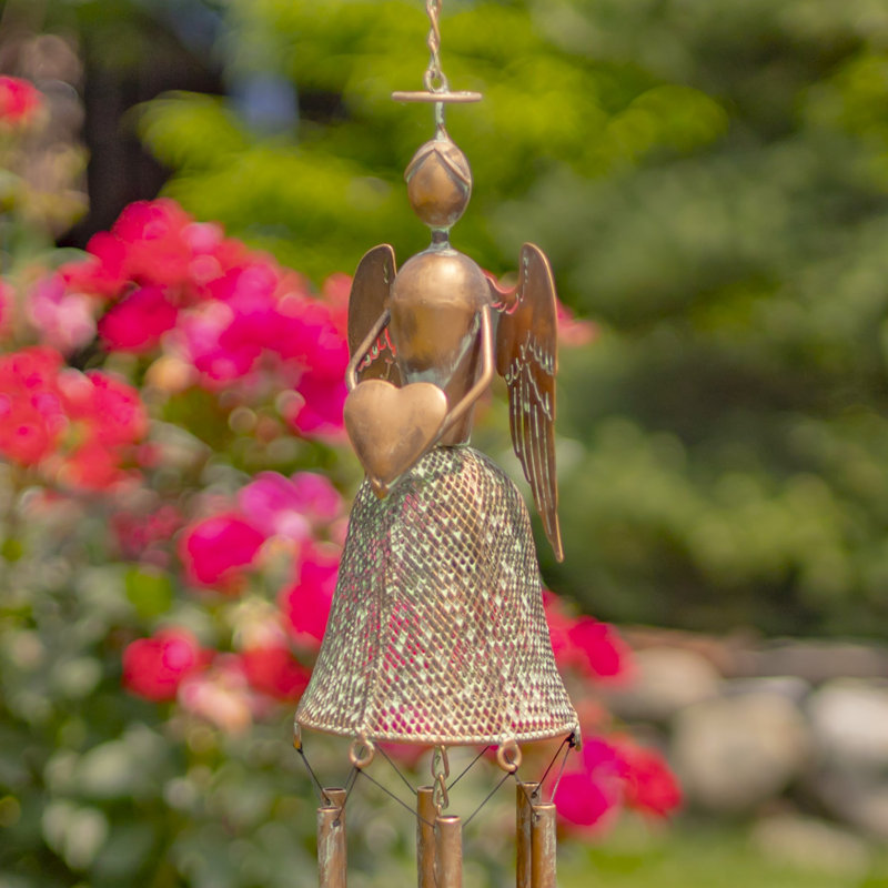 Ange de fer suspendu en cuivre antique 36,5 po "Angela"
