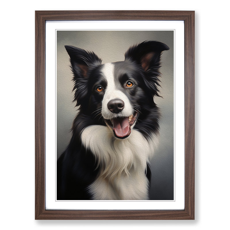 Border Collie Classicism Art - Framed Print, 64cm H x 46cm W x 2cm D, Walnut Framed