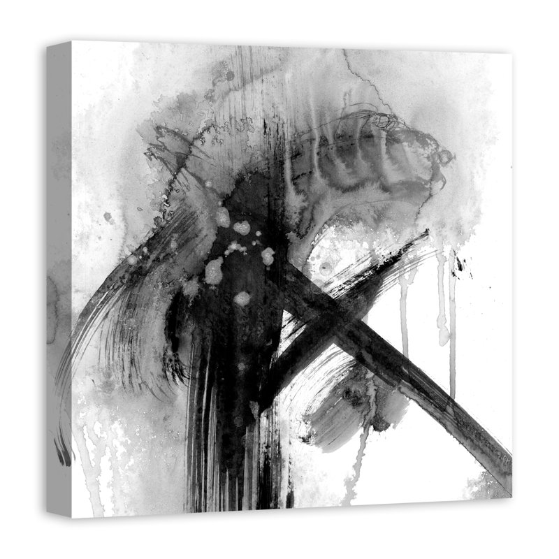 Impression d'aquarelle sur toile tendue « Black and White Abstract »