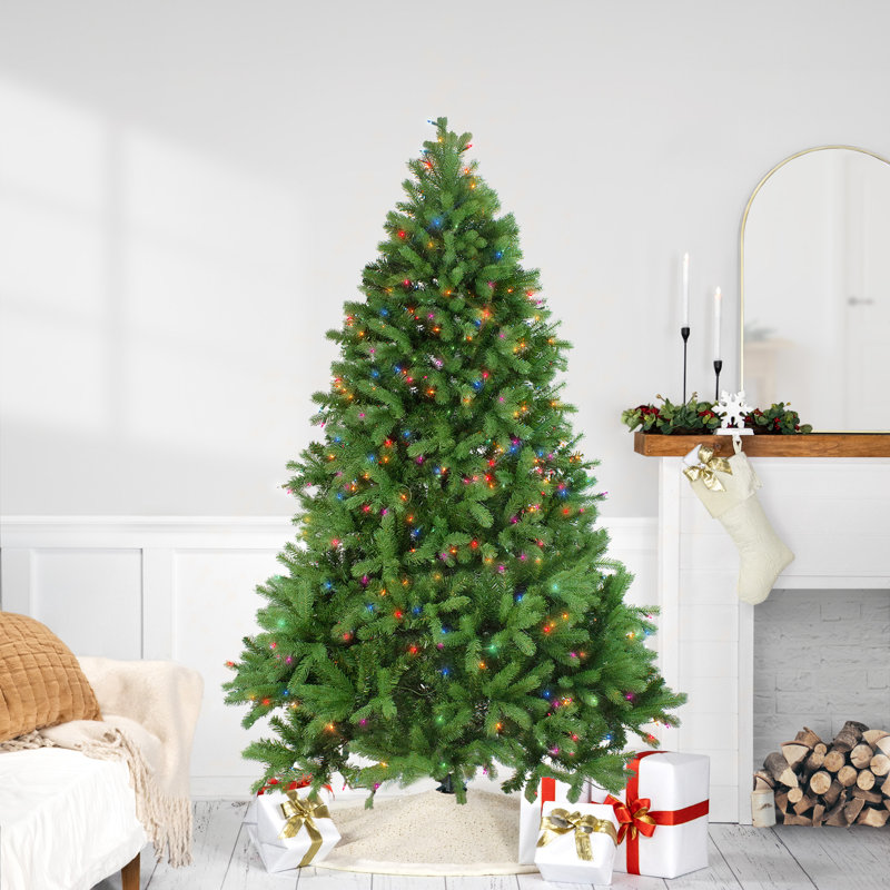 Sapin de Noël artificiel illuminé pré-éclairé, H 90 po x l 58 po x P 58 po, Multicoloured