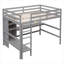 Lit mezzanine double avec tablettes multifonctionnelles et bureau sous le lit