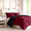 Ensemble de couette réversible matelassée 3 pièces en polyester, matelassage en losanges 3M Scotchgard, alternative au duvet, rouge et noir, format King/Cal King-136126036