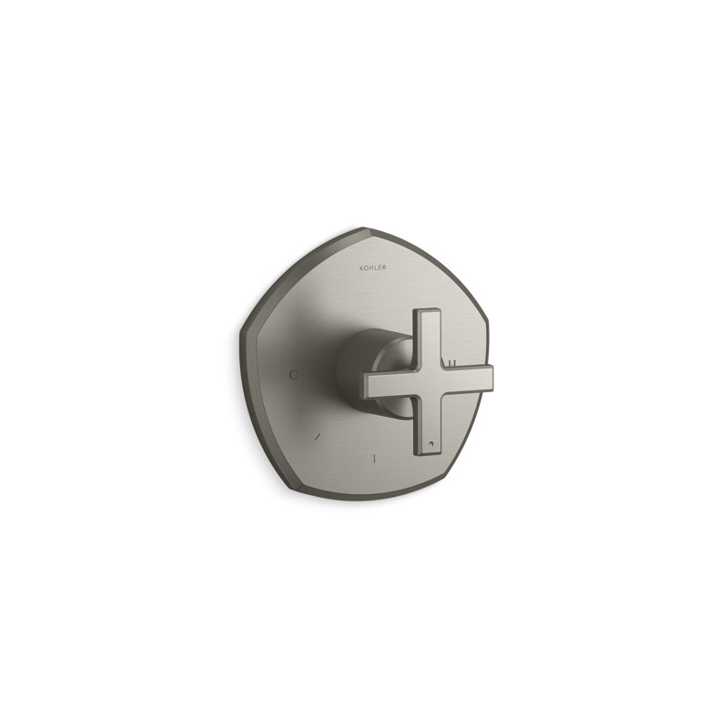 Occasion Thermostatic Valve Trim with Cross Handle, Brushed Nickel